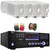 Pyle PD3000BA 3000W Bluetooth USB MP3 Player AM/FM Radio Home Theater Pre-Amplifier Receiver, 4x Pyle PLMR24 3.5'' 200 Watt Max 3-Way Weather Proof White Mini Box Speakers, Banana Plugs, Speaker Wire
