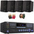 Pyle PD3000BAH 4 Channel 4000W Wireless Bluetooth USB DVD Player FM Radio Home Audio Stereo Amplifier Receiver, 4x 6.5" 150W Max Power 2-Way Indoor/Outdoor Black Speakers, Banana Plugs, Speaker Wire