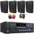 Pyle PD3000BAH 4 Channel 4000W Wireless Bluetooth USB DVD Player FM Radio Home Audio Stereo Amplifier Receiver, 4x 4" 200W Max 3-Way Indoor/Outdoor Black Speakers, Banana Plugs, Speaker Wire
