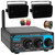 Pyle PDA20BT Desktop Bluetooth Class D 2-Channel Mini Blue Home Audio Compact Stereo Amplifier Receiver, 2x 3.5'' 200W Max 3-Way Indoor/Outdoor Wall Mount Black Speakers, Banana Plugs, Speaker Wire