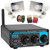 Pyle PDA20BT Desktop Bluetooth Class D 2-Channel Mini Blue Home Audio Compact Stereo Amplifier Receiver, 2x 6'' 50 Watt Max Power 8-Ohms Indoor/Outdoor PA Horn Speakers, Banana Plugs, Speaker Wire
