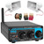 Pyle PDA20BT Desktop Bluetooth Class D 2-Channel Mini Blue Home Audio Compact Stereo Amplifier Receiver, 2x 8'' 65 Watt Max Power 8-Ohms Indoor/Outdoor PA Horn Speakers, Banana Plugs, Speaker Wire
