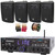 Pyle PDA4BU 200 Watt Wireless Bluetooth Multi-Channel Home Audio Stereo Amplifier Receiver, 4x Dual Electronics LU47PB 4" 200W Max Power 3-Way Indoor/Outdoor Black Speakers, Banana Plugs, Speaker Wire