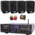 Pyle PDA4BU 200 Watt Wireless Bluetooth Multi-Channel Home Audio Stereo Amplifier Receiver, 4x Pyle PDWR30B 3.5" 300W Max Power Indoor/Outdoor Black Waterproof Speakers, Banana Plugs, Speaker Wire