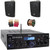 Pyle PDA5BU 200W Bluetooth USB FM Radio Stereo Mini Amplifier Receiver, 2x Dual Electronics LU47PB 4" 200 Watt Max Power 3-Way Indoor/Outdoor Black Speakers, Banana Plugs, 50 Feet Speaker Wire