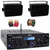 Pyle PDA5BU 200W Bluetooth USB FM Radio Stereo Mini Amplifier Receiver, 2x Pyle PLMR24B 3.5'' 200W Max Power 3-Way Indoor/Outdoor Wall Mount Black Audio Speakers, Banana Plugs, 50 Feet Speaker Wire