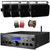 Pyle PDA612BU.5 Digital LCD Display Bluetooth USB MP3 Player FM Radio Amplifier Receiver, 4x Pyle PLMR24B 3.5'' 200 Watt Max 3-Way Indoor/Outdoor Wall Mount Black Speakers, Banana Plugs, Speaker Wire
