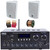 Pyle PDA69BU Bluetooth USB/AUX MP3 Player FM Radio Home Audio Stereo Amplifier Receiver, 2x Dual Electronics LU47PW 4" 200W Max Power 3-Way Indoor/Outdoor White Speakers, Banana Plugs, Speaker Wire