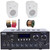Pyle PDA69BU Bluetooth USB/AUX MP3 Player FM Radio Home Audio Stereo Amplifier Receiver, 2x Pyle PDWR30W 3.5" 300 Watt Max Power Indoor/Outdoor White Waterproof Speakers, Banana Plugs, Speaker Wire