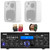 Pyle PDA6BU 200-Watt Bluetooth USB/AUX Home Audio Stereo Receiver, 2x Enrock EKMR408W 4" 30 Watt Max Power 3-Way Indoor/Outdoor White Box-Speakers, Banana Plugs, 50 Feet 16 Gauge Speaker Wire