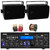 Pyle PDA6BU 200-Watt Bluetooth USB/AUX Home Audio Stereo Receiver, 2x Pyle PLMR24B 3.5'' 200 Watt Max 3-Way Indoor/Outdoor Wall Mount Black Audio Speakers, Banana Plugs, 50 Feet 16 Gauge Speaker Wire