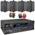 Pyle PT272AUBT Bluetooth USB AM/FM Radio 300 Watts Max Power Home Audio Theater Amplifier Stereo Receiver, 4x 4" 30 Watt Max Power 3-Way Indoor/Outdoor Black Speakers, Banana Plugs, Speaker Wire