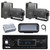 Pyle PLMRB29B2 Single DIN Marine Bluetooth MP3 Player Stereo Receiver, Cover, 4x 3.5'' 200 Watt Max Power 3-Way Indoor/Outdoor Audio Speakers, Amplifier, Radio Antenna