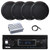 Pyle PLMRB29B2 Single DIN Marine Bluetooth MP3 Player Stereo Receiver, 4x 3.5'' 200 Watt Max Power 3-Way Indoor/Outdoor Audio Speakers, 4-Channel Amplifier, Radio Antenna