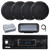 Pyle PLMRB29B2 Single DIN Marine Bluetooth MP3 Player Stereo Receiver, Cover, 4x 3.5'' 200 Watt Max Power 3-Way Indoor/Outdoor Audio Speakers, Amplifier, Radio Antenna
