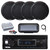Pyle PLMRB29B2 Single DIN Marine Bluetooth MP3 Player Stereo Receiver, Cover, 4x 3.5'' 200 Watt Max Power 3-Way Indoor/Outdoor Audio Speakers, Amplifier w/Kit, Radio Antenna