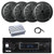 Pyle PLMRB29B2 Single DIN Marine Bluetooth MP3 Player Stereo Receiver, 4x 6.5'' 120 Watt Max Power Dual Cone Marine Audio Speakers, 4-Channel Amplifier, Radio Antenna