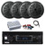 Pyle PLMRB29B2 Single DIN Marine Bluetooth MP3 Player Stereo Receiver, 4x 6.5'' 120 Watt Max Power Dual Cone Marine Audio Speakers, Amplifier w/Kit, Radio Antenna