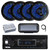 Pyle PLMRB29B2 Single DIN Marine Bluetooth MP3 Player Stereo Receiver, Cover, 4x 6.5'' 150 Watt Max Dual Cone Multicolor LED Outdoor Audio Speakers, Amplifier, Radio Antenna