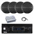 Pyle PLMRB29B2 Single DIN Marine Bluetooth MP3 Player Stereo Receiver, 4x 6.5" 90 Watt Peak Power 2-Way Full Range Audio Speakers, 4-Channel Amplifier, Radio Antenna