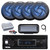 Pyle PLMRB29B2 Single DIN Marine Bluetooth MP3 Player Stereo Receiver, Cover, 4x 4" 100 Watt Max 2-Way Low Profile Blue Flashing LED Boat Audio Speakers, Amplifier w/Kit, Radio Antenna