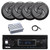 Pyle PLMRB29B2 Single DIN Marine Bluetooth MP3 Player Stereo Receiver, 4x 5.25" 180 Watt Max Power 2-Way Waterproof Low Profile Slim Style Audio Speakers, 4-Channel Amplifier, Radio Antenna