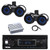 Pyle PLMRB29B2 Single DIN Marine Bluetooth MP3 Player Stereo Receiver, 2x 6.5" 200 Watt 2-Way Bluetooth Built in LED Off-Road Dual Tower Speakers, 4-Channel Amplifier, Radio Antenna