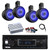 Pyle PLMRB29B2 Single DIN Marine Bluetooth MP3 Player Stereo Receiver, 4x 8" 300 Watt 2-Way Bluetooth Built in LED Off-Road Tower Speakers, Amplifier w/Kit, Radio Antenna
