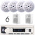 Pyle PLMRB29W2 Single DIN Marine Bluetooth USB/AUX MP3 Player AM/FM Radio In-Dash Stereo White Receiver, 4x 5.25'' 100W Max 2-Way White Speakers, 2x 4" 30W Max 3-Way Indoor/Outdoor Speakers, Antenna