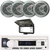 Pyle PLMRB29W2 Single DIN Marine Bluetooth USB/AUX MP3 Player AM/FM Radio In-Dash Stereo White Receiver w/White Cover, 4x Pyle PLMR60S 6.5'' 150 Watt Max Power 2-Way Silver Boat Speakers