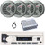 Pyle PLMRB29W2 Single DIN Marine Bluetooth USB/AUX MP3 Player AM/FM Radio In-Dash Stereo White Receiver, 4x 6.5'' 150 Watt Max Power 2-Way Silver Boat Speakers, 4 Channel 400 Watt Amplifier, Antenna