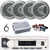 Pyle PLMRB29W2 Single DIN Marine Bluetooth USB/AUX MP3 Player AM/FM Radio In-Dash Stereo White Receiver, 4x 6.5'' 150 Watt Max Power 2-Way Silver Boat Speakers, 4 Channel Amplifier w/Kit, Antenna