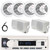 Pyle PLMRB29W2 Single DIN Marine Bluetooth USB/AUX MP3 Player AM/FM Radio In-Dash Stereo White Receiver, 4x 6.5" 150W Max Dual Cone White Speakers, 2x 3.5'' 200W Max 3-Way Mini Box Speakers, Antenna