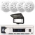 Pyle PLMRB29W2 Single DIN Marine Bluetooth USB/AUX MP3 Player AM/FM Radio In-Dash Stereo White Receiver w/White Cover, 4x Pyle PLMR61W 6.5'' 120 Watt Max Power Dual Cone Boat Audio White Speakers