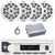 Pyle PLMRB29W2 Single DIN Marine Bluetooth USB/AUX MP3 Player AM/FM Radio In-Dash Stereo White Receiver, 4x Dual 6.5'' 200W Max Water Resistant 2-Way Full Range Speakers, 4 Channel Amplifier, Antenna