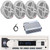 Pyle PLMRB29W2 Single DIN Marine Bluetooth USB/AUX MP3 Player AM/FM Radio In-Dash Stereo White Receiver, 4x 6.5" 600W Max 2-Way Wireless RF Streaming Component Speakers, 4 Channel Amplifier, Antenna