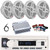 Pyle PLMRB29W2 Single DIN Marine Bluetooth USB/AUX MP3 Player AM/FM Radio In-Dash Stereo White Receiver, 4x 6.5" 600W Max Wireless RF Streaming Component Speakers, 4 Channel Amplifier w/Kit, Antenna