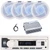 Pyle PLMRB29W2 Single DIN Marine Bluetooth USB/AUX MP3 Player AM/FM Radio In-Dash Stereo White Receiver, 4x 4" 100 Watt Max Low Profile 2-Way Blue LED Boat White Speakers, 4 Channel Amplifier, Antenna