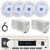 Pyle PLMRB29W2 Single DIN Marine Bluetooth USB/AUX MP3 Player AM/FM Radio In-Dash Stereo White Receiver, 2x 5.25" 180W Max Blue LED White Speakers, 2x 3.5'' 200W Max 3-Way Mini Box Speakers, Antenna