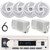 Pyle PLMRB29W2 Single DIN Marine Bluetooth USB/AUX MP3 Player AM/FM Radio In-Dash Stereo White Receiver, 2x 5.25" 180W Max Slim Style White Speakers, 2x 3.5'' 200W Max 3-Way Mini Box Speakers, Antenna