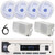 Pyle PLMRB29W2 Single DIN Marine Bluetooth USB/AUX MP3 Player AM/FM Radio In-Dash Stereo White Receiver, 4x 6'' 240W Max 2-Way Blue LED Speakers, 2x 3.5'' 200W Max 3-Way Mini Box Speakers, Antenna