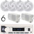 Pyle PLMRB29W2 Single DIN Marine Bluetooth USB/AUX MP3 Player AM/FM Radio In-Dash Stereo White Receiver, 2x 6'' 240W Max Low Profile 2-Way Speakers, 2x 3.5'' 200W Max 3-Way Mini Box Speakers, Antenna