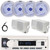 Pyle PLMRB29W2 Single DIN Marine Bluetooth USB/AUX MP3 Player AM/FM Radio In-Dash Stereo White Receiver, 4x 8'' 320W Max 2-Way Blue LED Speakers, 2x 3.5'' 200W Max 3-Way Mini Box Speakers, Antenna