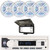 Pyle PLMRB29W2 Single DIN Marine Bluetooth USB/AUX MP3 Player AM/FM Radio In-Dash Stereo White Receiver w/White Cover, 4x 6.5" 250 Watt Max Power Dual Cone RGB LED Boat White Speakers