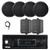Pyle PLMRB29B2 Single DIN Marine USB Bluetooth AM/FM MP3 Stereo Receiver, 4x 6.5'' 400W Max Dual Cone Boat Speakers, 2x 4" 30W Max 3-Way Indoor/Outdoor Speakers, Antenna