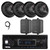 Pyle PLMRB29B2 Single DIN Marine USB Bluetooth AM/FM MP3 Stereo Receiver, 4x 6.5" 150W Max Dual Cone Black Speakers, 2x 4" 30W Max 3-Way Indoor/Outdoor Speakers, Antenna
