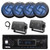 Pyle PLMRB29B2 Single DIN Marine USB Bluetooth AM/FM MP3 Stereo Receiver, 4x 4" 100W Max 2-Way Blue LED Boat Speakers, 2x 3.5'' 200W Max 3-Way Mini Box Speakers, Antenna