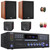 Pyle PD3000BAH 4-Channel 4000W Bluetooth USB FM Radio CD/DVD Player HDMI Home Audio Amplifier Receiver, 2x 5.25'' 200W Max Bookshelf Speakers, 2x 4'' 200W Max Mini Cube Speakers, Wire, Banana Plugs