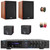 Pyle PDA8BU 5.1 Channel Bluetooth USB/AUX MP3 Player SD/FM Radio Home Audio Receiver with Remote Control, 2x 5.25'' 200W Max Bookshelf Speakers, 2x 4'' 200W Max Mini Cube Speakers, Wire, Banana Plugs