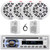 Pyle PLCD43MRB Single DIN Marine Bluetooth USB/AUX MP3 Player AM/FM Radio In-Dash Stereo Head Unit Receiver, 4x 5.25" 150W Max 2-Way Speakers, 2x 4'' 30W Max 3-Way Indoor/Outdoor Speakers, Antenna